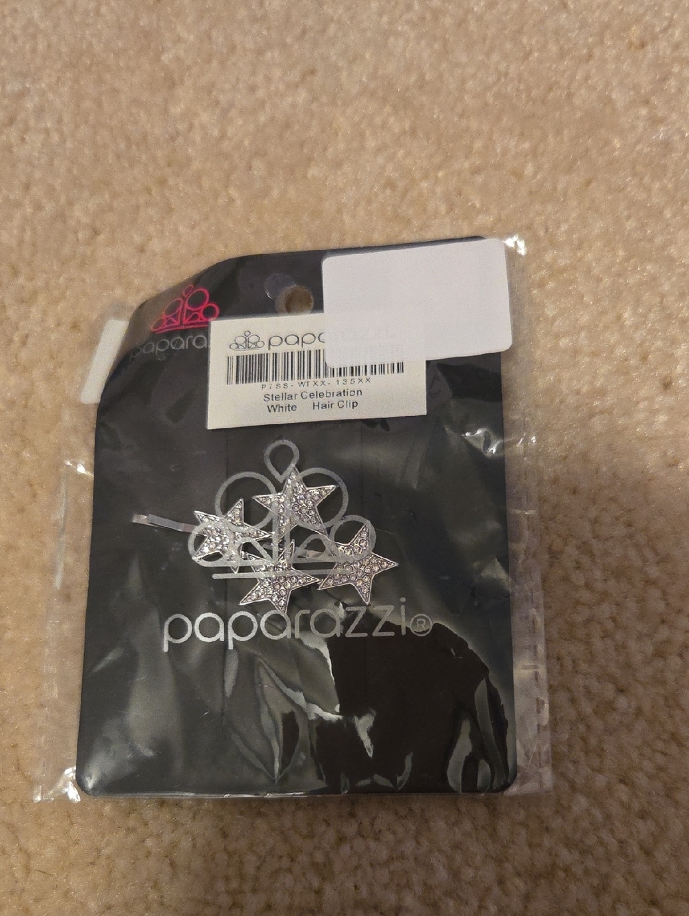 Paparazzi Silver Glitter Star Cluster Hair Pin